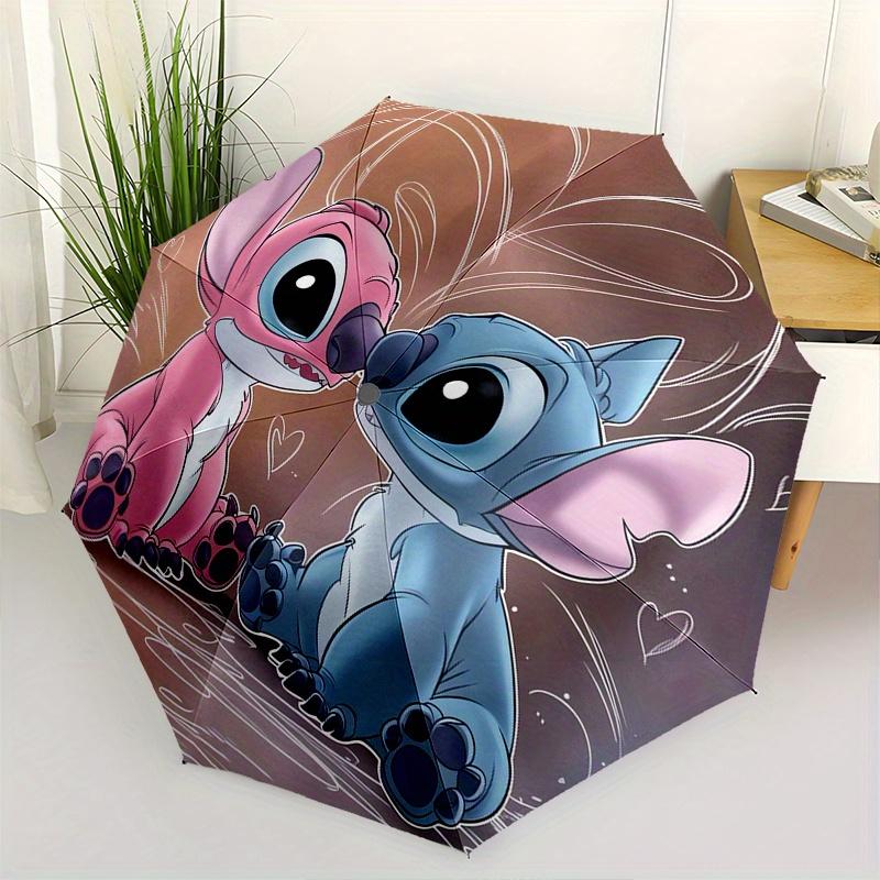

Stitch,Love Automatic Folding Umbrella Simple 8 Rib Design, Bright Cartoon Pattern, Durable Iron Frame, Suitable For Travel, Outdoor, Beac