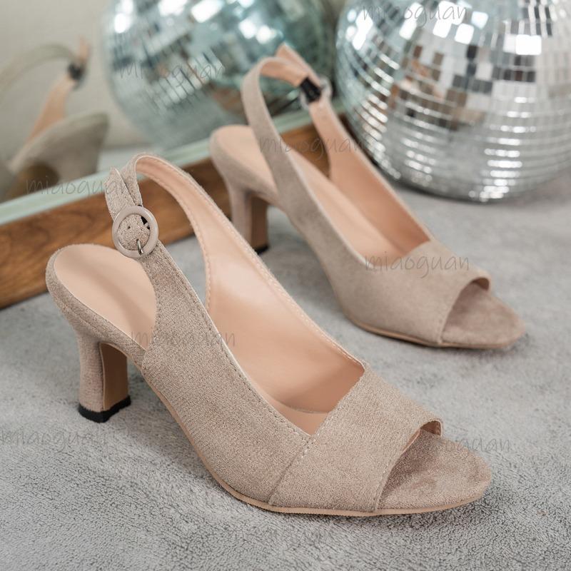 Größe 35-43 Damen High Heel Sandalen Wildleder Peep Toe Mode Schuhe für Damen Frühling Sommer Schuhwerk Zapatos De Mujer