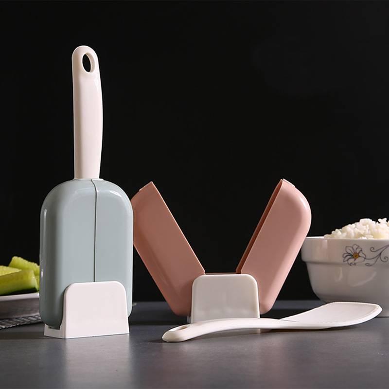 Nonstick Stand-Up Rice Spoon With Automatic Open Dust Cover Heat Resistant Serving Spoon Rice Paddle
