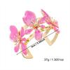 Exaggerated Open Cuff Bracelet Pink White Blue Open Arm Ring Elegant Enamel Flower Bracelet  Women