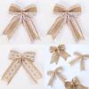Festive Christmas Bow With Raw Linen Material Handmade Holiday Tree Decor