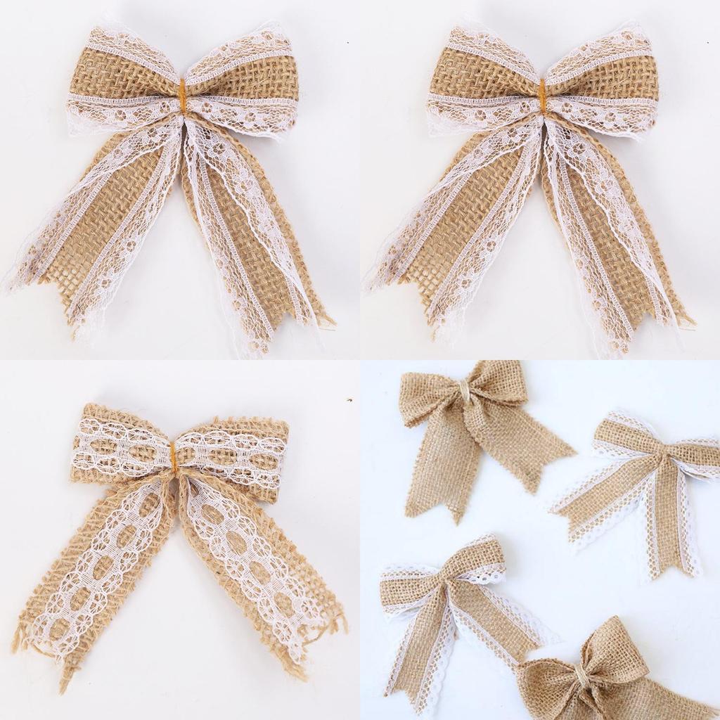 Festive Christmas Bow With Raw Linen Material Handmade Holiday Tree Decor