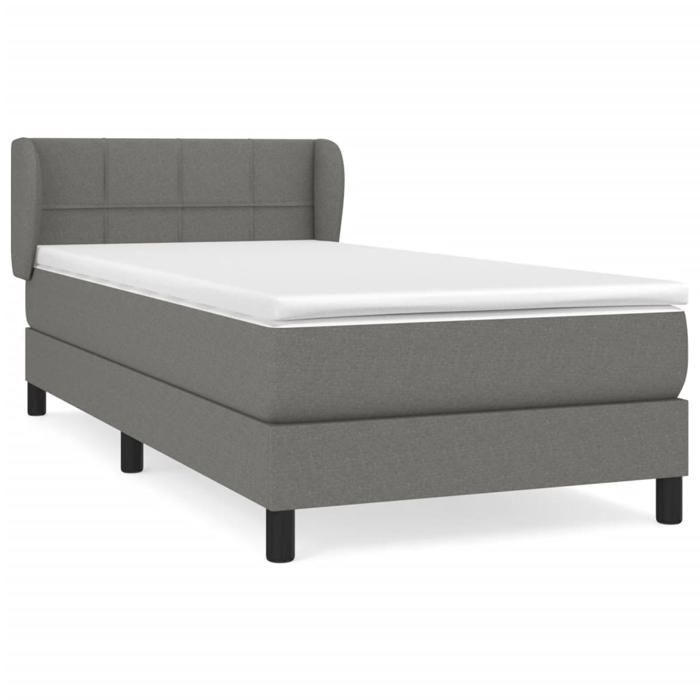 3126214 vidaXL Lit à sommier tapissier avec matelas Gris foncé 90x200 cm Tissu