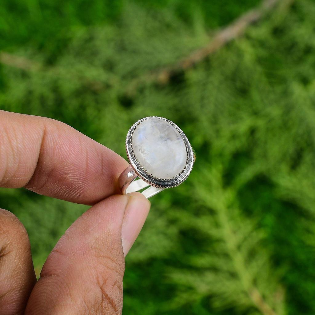 Easter Sale Rainbow Moonstone Gemstone Promise New Ring Jewelry Sterling Silver