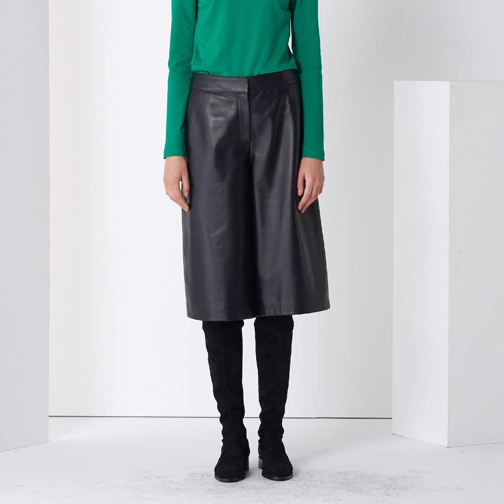PINBLACK Lamb Skin Midi Wide Pants Black
