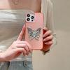 ins induction plating solid color for iPhone17promax Apple 16 mobile phone case butterfly holder 15/14PM13