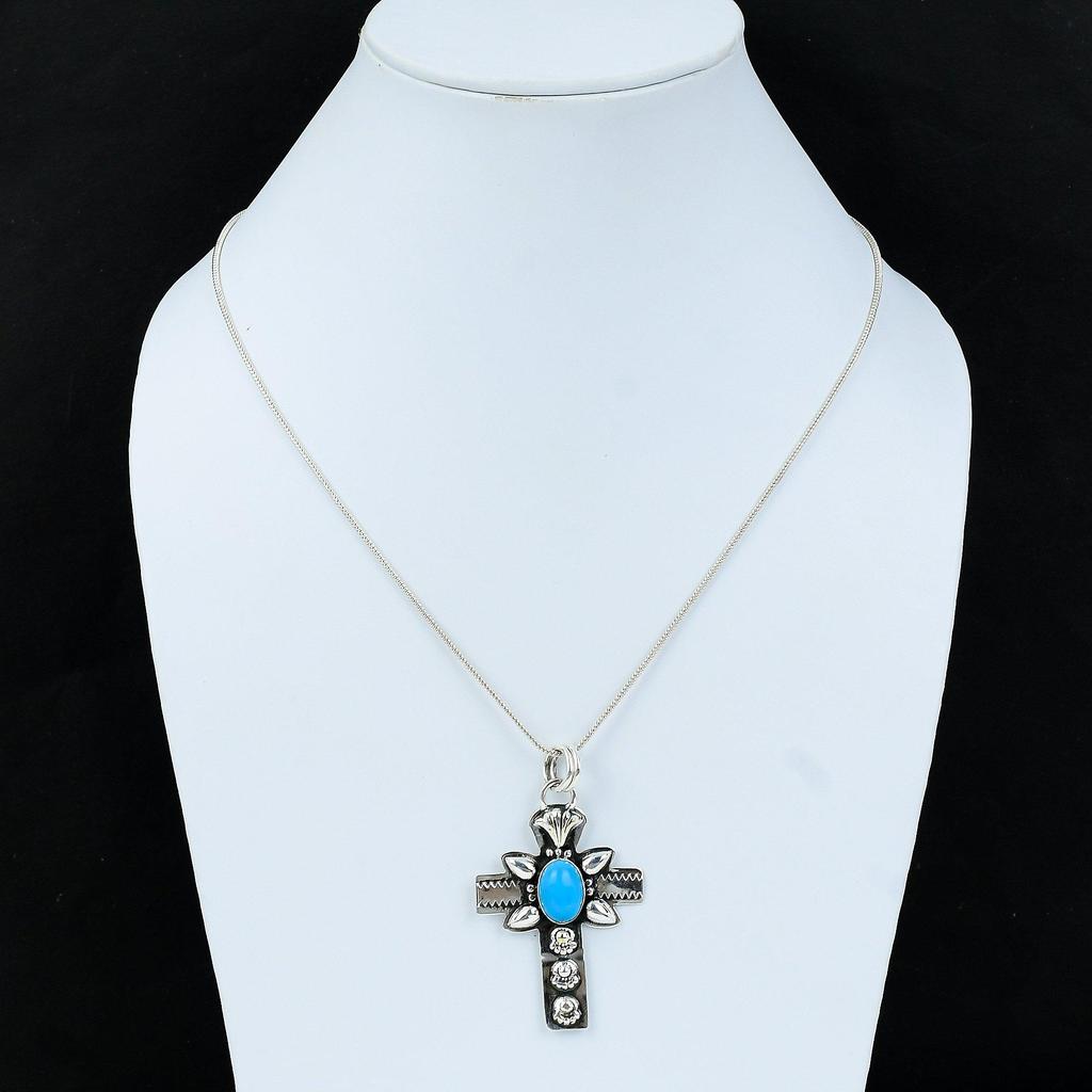 Sleeping Beauty Turquoise Natural Pendant, 925 Sterling Silver Pendant, Turquoise Jewelry Necklace Pendant, Valentine Gifts, Mother Day Gift