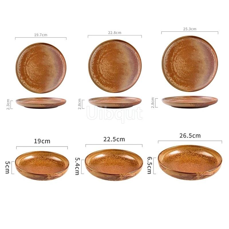 Yellow Ceramic round Vintage dinner Steak Plate Italian Pasta Dessert Salad Artistic Tableware dishes and plates dinner tray