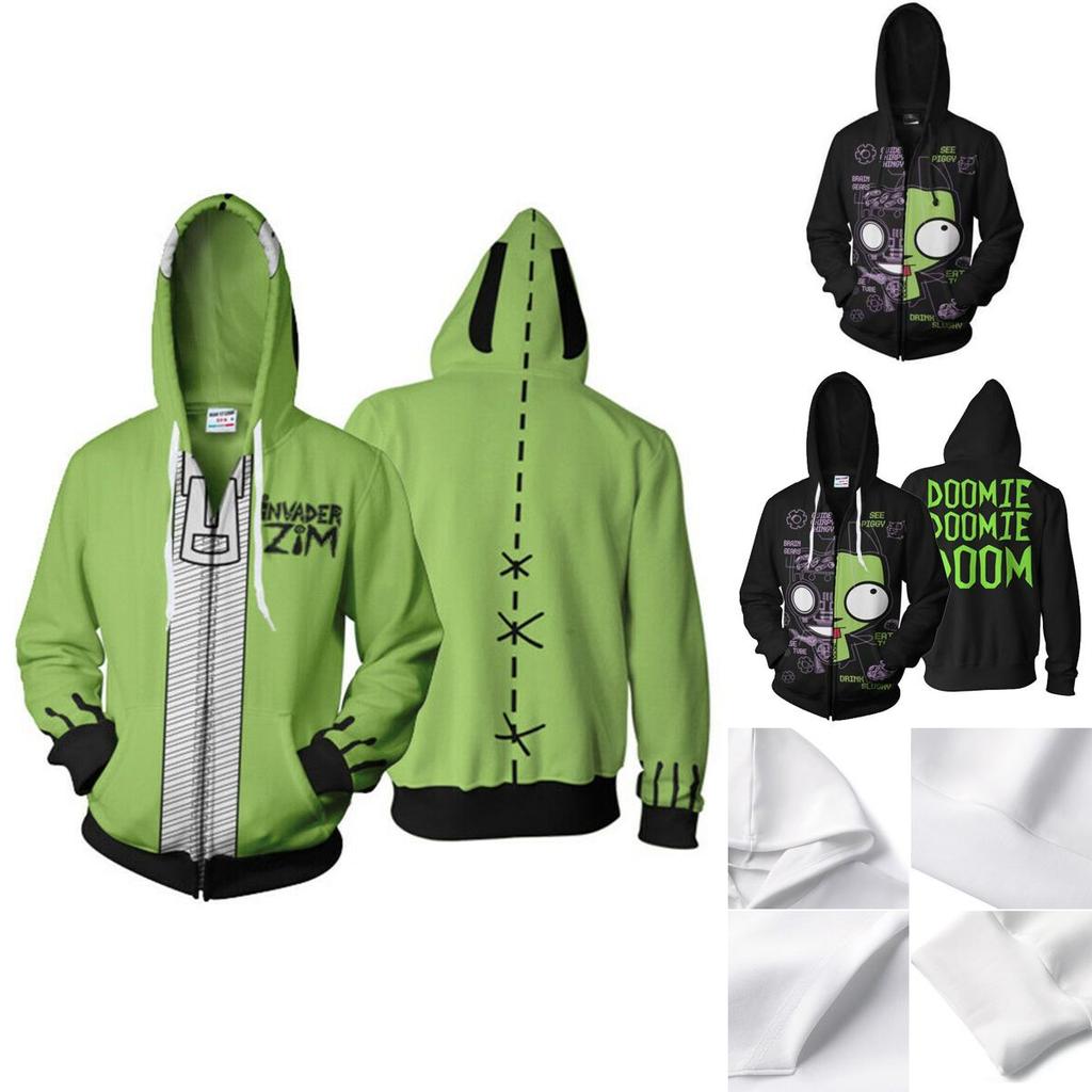 Invader Zim Costume Printed Men Zipper Hoodie Sweatshirt In Comfortable Soft Material