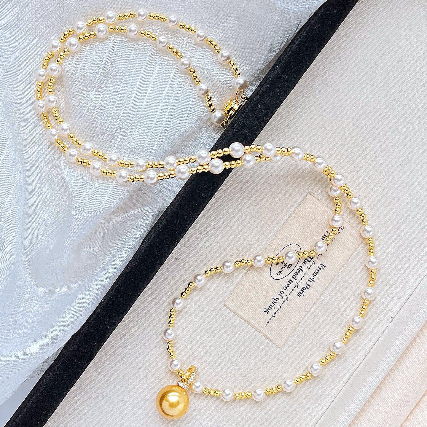 

Ветер Высокое Качество Смешанный Цвет Жемчуг Шицзя Стиль Майяра Ожерелье-Воротник Цепочка на Ключицу Цепочка для Свитера Женский Кулон