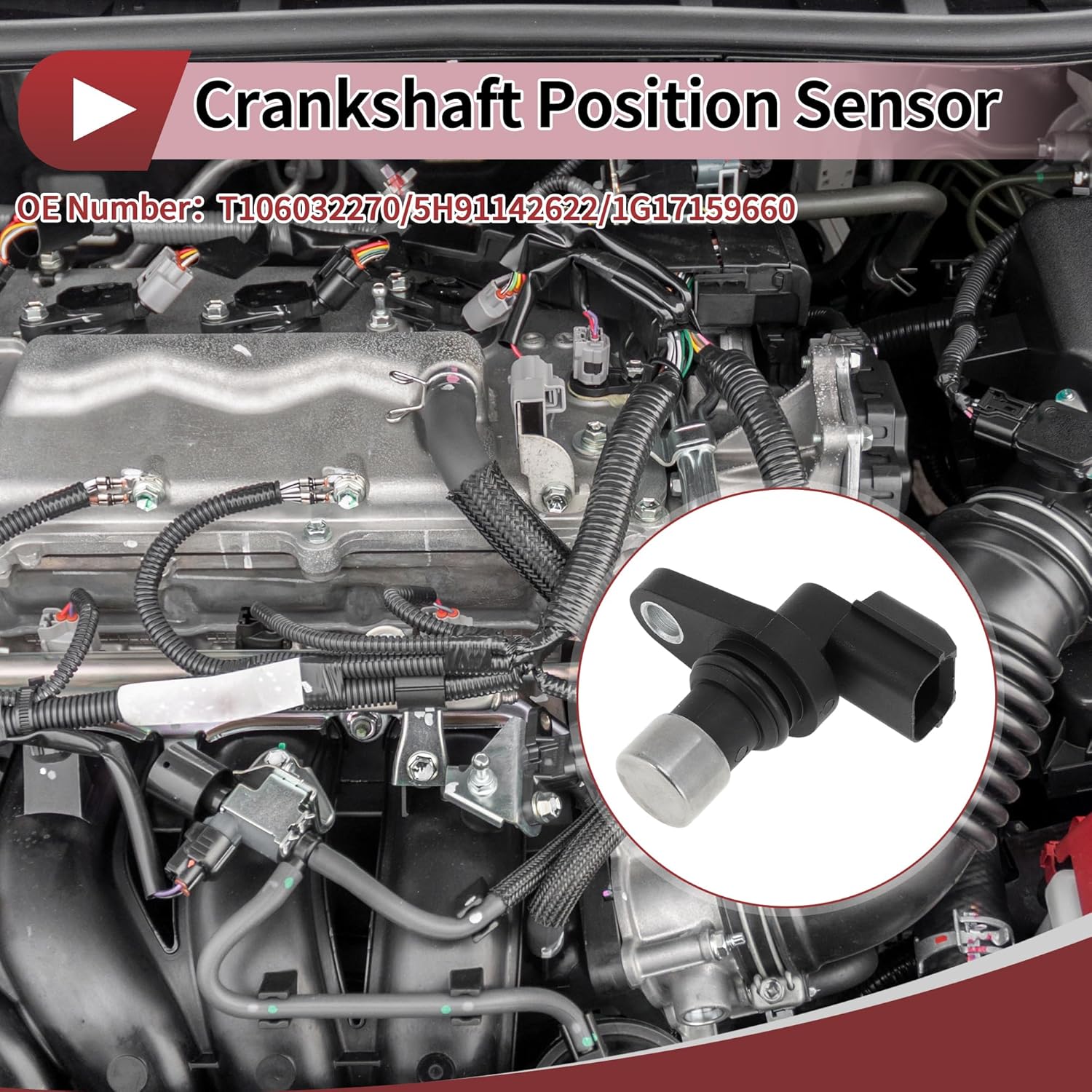 1 Pc Crankshaft Position Sensor for Kubota L3240 L3540 L4740 Engine Crank CKP Sensor No.T106032270 Black Metal Plastic