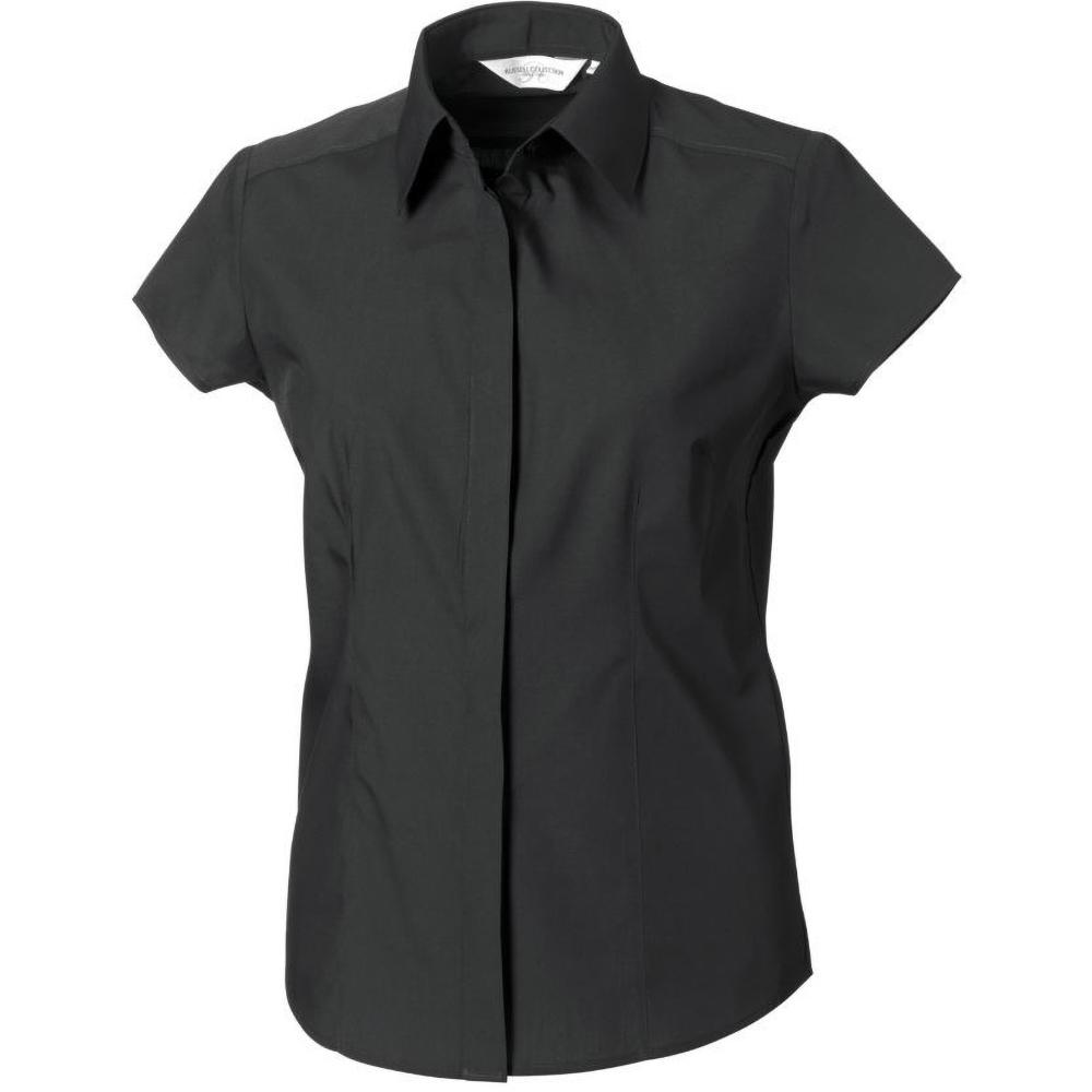 Russell Collection Ladies/Womens Short Sleeve Poly-Cotton Easy Care Poplin Shirt