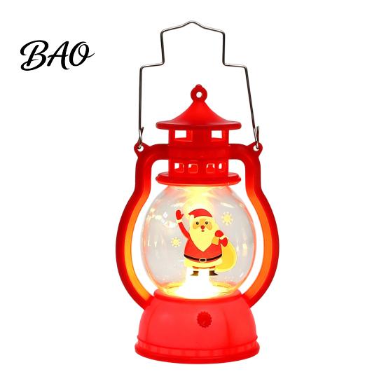 Battery Operated Night Light Christmas Lantern Light, Retro Santa/Snowman/Tree Handheld Oil Lamp with Holiday Gift for Children Warm LED, Cute