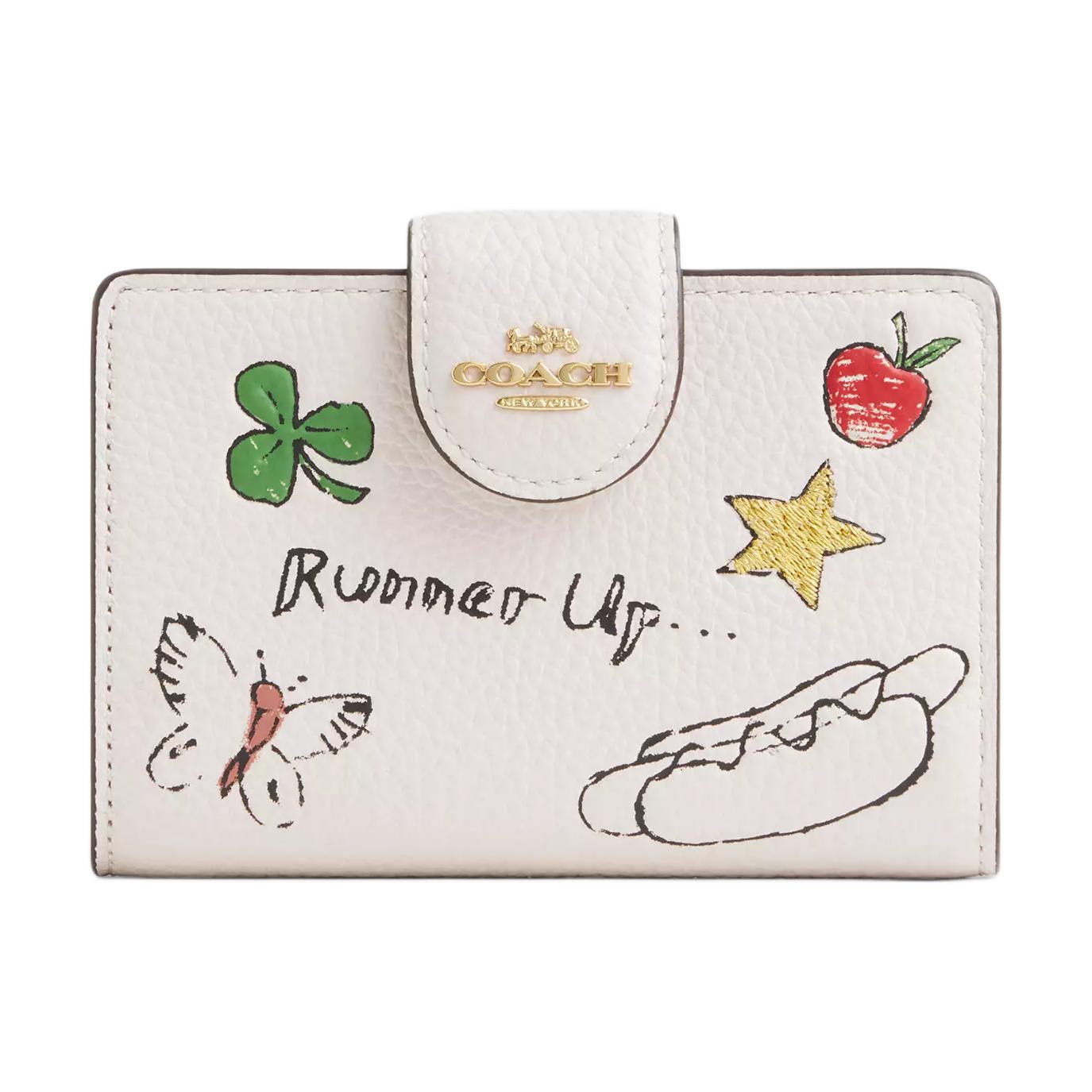 

Новый женский кошелек COACH из кожи с тиснением под гальку, среднего размера, белый CAO94-IMCAH 13.0*1.5*8.4CM