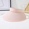 Hat Women's Summer Empty Top Sunscreen Hat Premium Sense Pearl Sun Hat Anti-UV Breathable Face Hat Tide