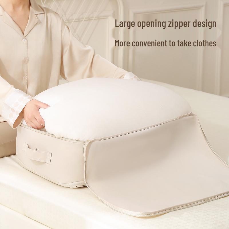 Anqin Moisture-Proof Quilt Storage Bag - Large Capacity, Thickened, Silk & Cotton Compatible, Rice White