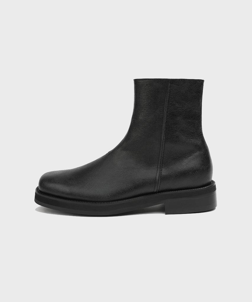 Firenze Atelier [Vibram] Nobo_Bold Shape Hidden Zip-Up Boots 3500 [Crack Black]