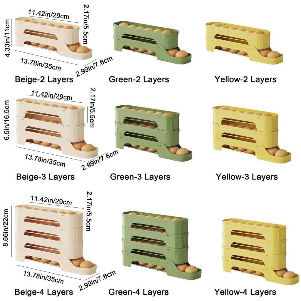 Large Capacity Auto Rolling Egg Organizer Plastic Egg Storage Box Portable Egg Roller Rack  Kitchen
