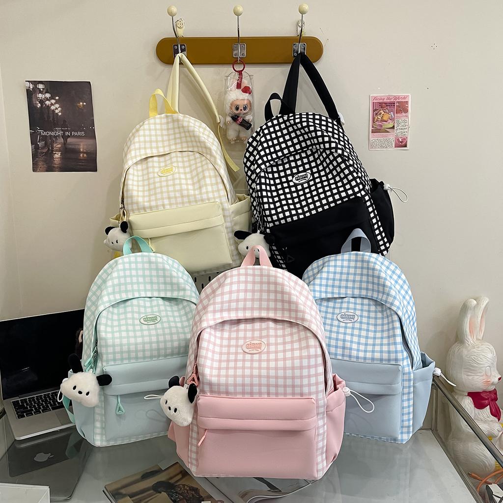 Schoolbag School Bag High School Student Cute Travel Girl Plaid Niche College Large Capacity College Student Backpack Male Backpack