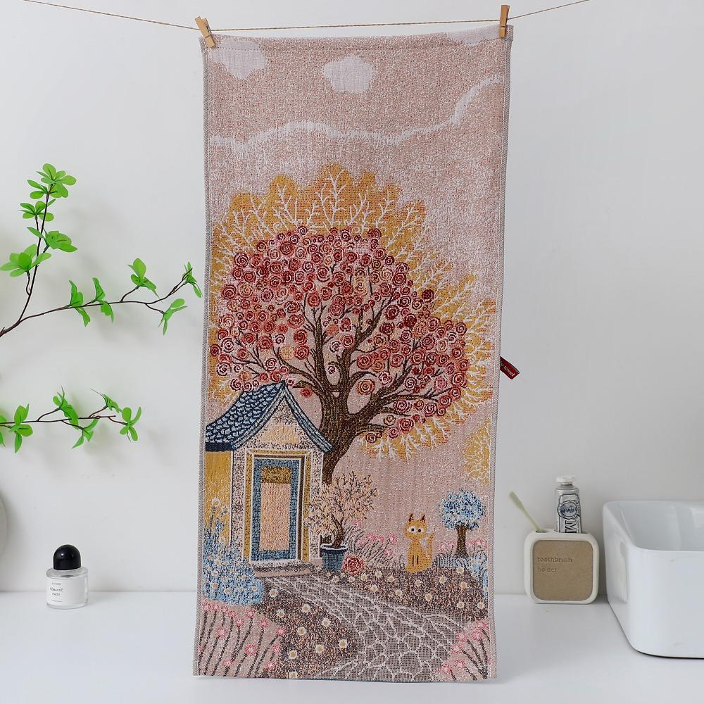 Cute 34x74cm Pure Cotton Face Towels 4 Layer Cotton Gauze Soft Large Hand Towel Absorbent Cartoon Dish Cloth for Kids Children