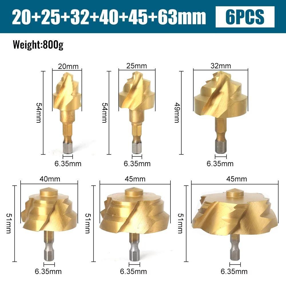 Hexagon Shank PPR Lifting Drill Bit 20/25/32/40/50/63mm Titanium Plated Step Drill Spiral High Carbon Steel Water Pipe Expander