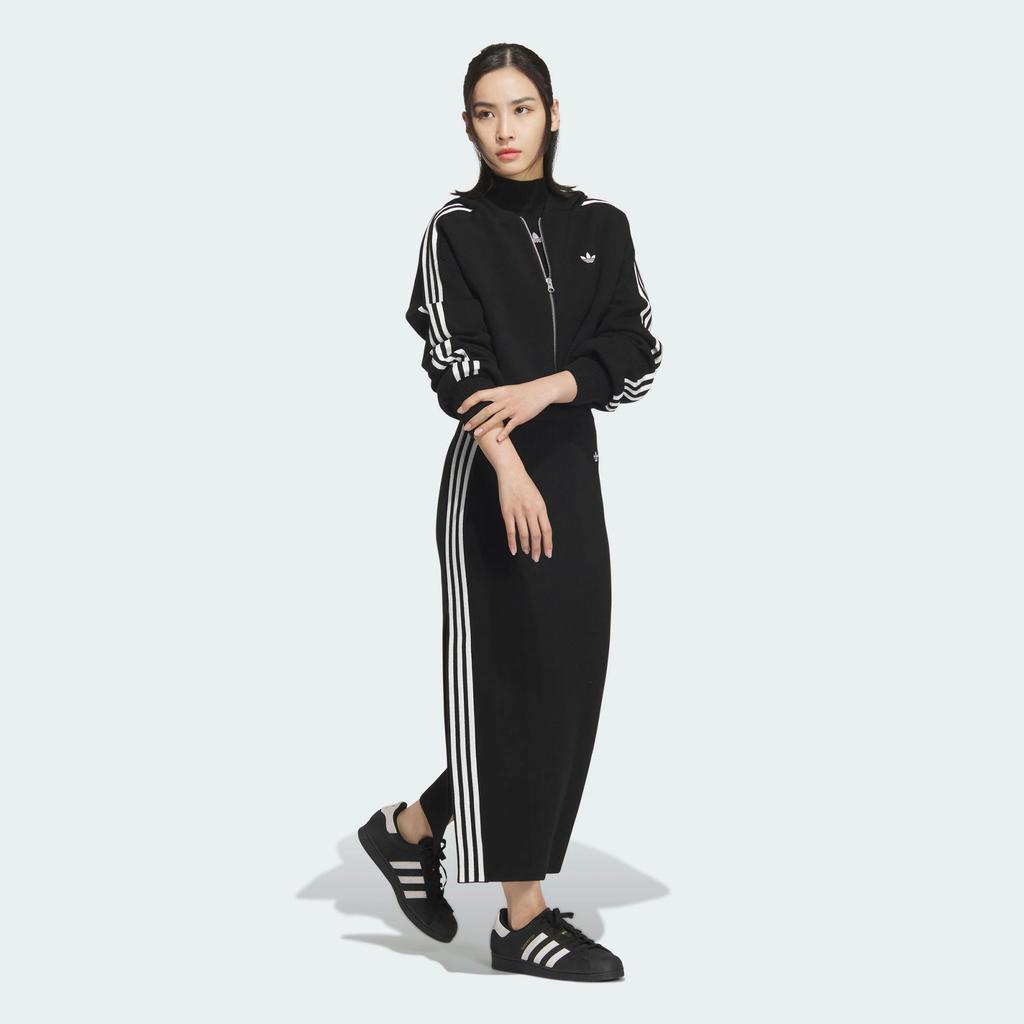 adidas Originals Premium Zipper Hoodie mit Drei-Streifen-Farbblock-Design Damen Oberteile Schwarz JI7061