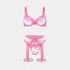 Ingerie Et Lace Underwear Sexy Ultra-thin Bra Thong Garter Foot Cover Four-piece Women's Suit