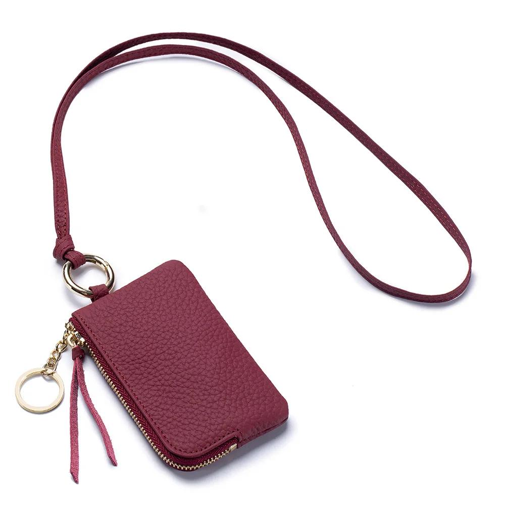 Leather Coin Purse with Key Chain Small Change Purse Keyring Card Holder Coin Pouch Multi-Use Small Wallet for Women