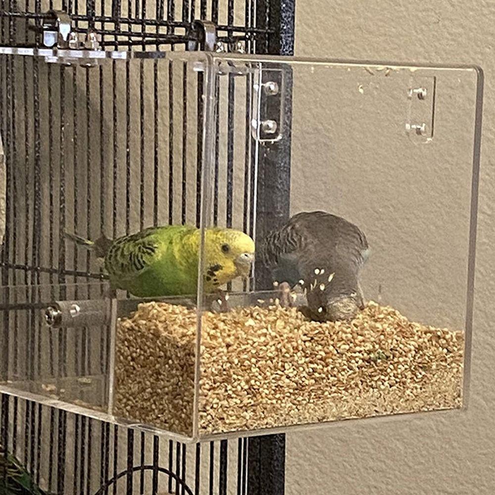 Hanging Acrylic Bird Feeder Spill-proof Cup Parrot Parakeet Tray Bird Automatic Feeder  Cockatiels