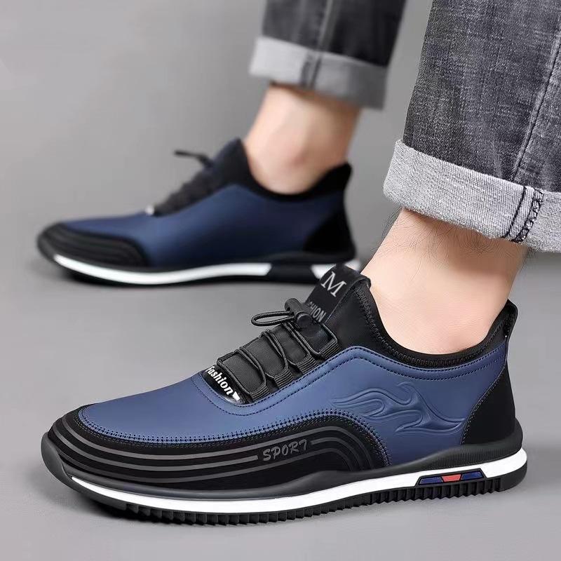 Men's Leather Shoes Trend Casual Shoes Breathable Spring Versatile Men's Shoes Fashion Lightweight Running Shoes Flat Driving Shoes Men