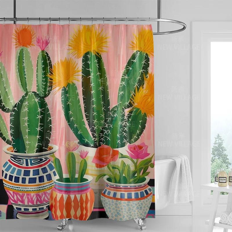Minimalistický sprchový závěs s rostlinným motivem, moderní dekorace koupelny a toalety, soukromý závěs 180x180cm voděodolný sprchový závěs