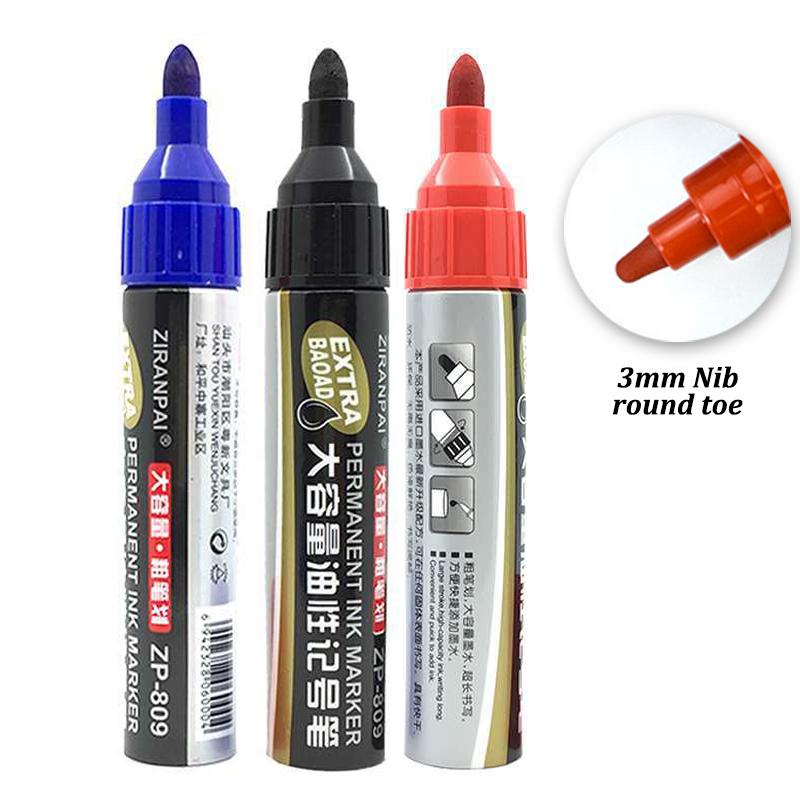 3color Large-Capacity Marker,Oblique And Round Toe,Oil-Based Big-Ended Marker Pen,Refillable Waterproof,Non-Erasable
