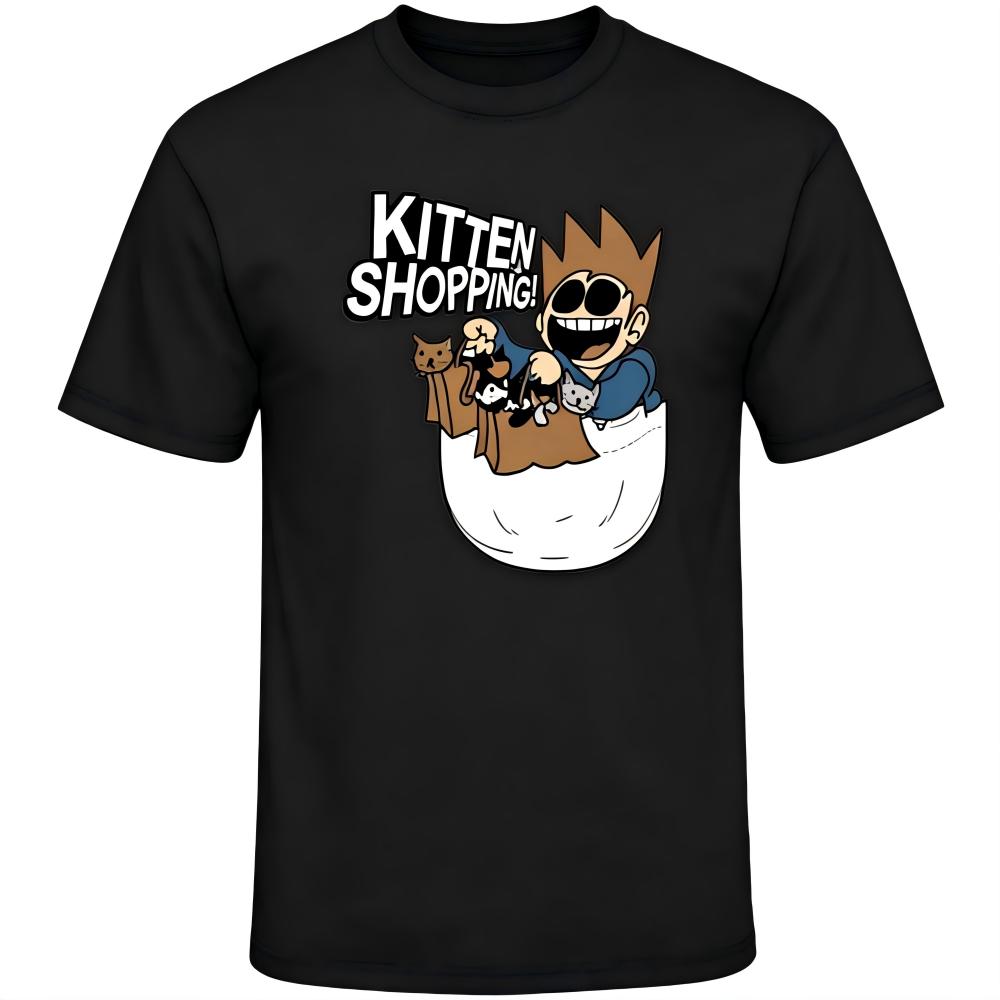Eddsworld Kitten Shopping Cartoon Graphic T-Shirt