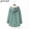 BITCED Autumn/Winter Plus Size Women's Shearling Hooded Zip-Up Fleece-Lined Coat