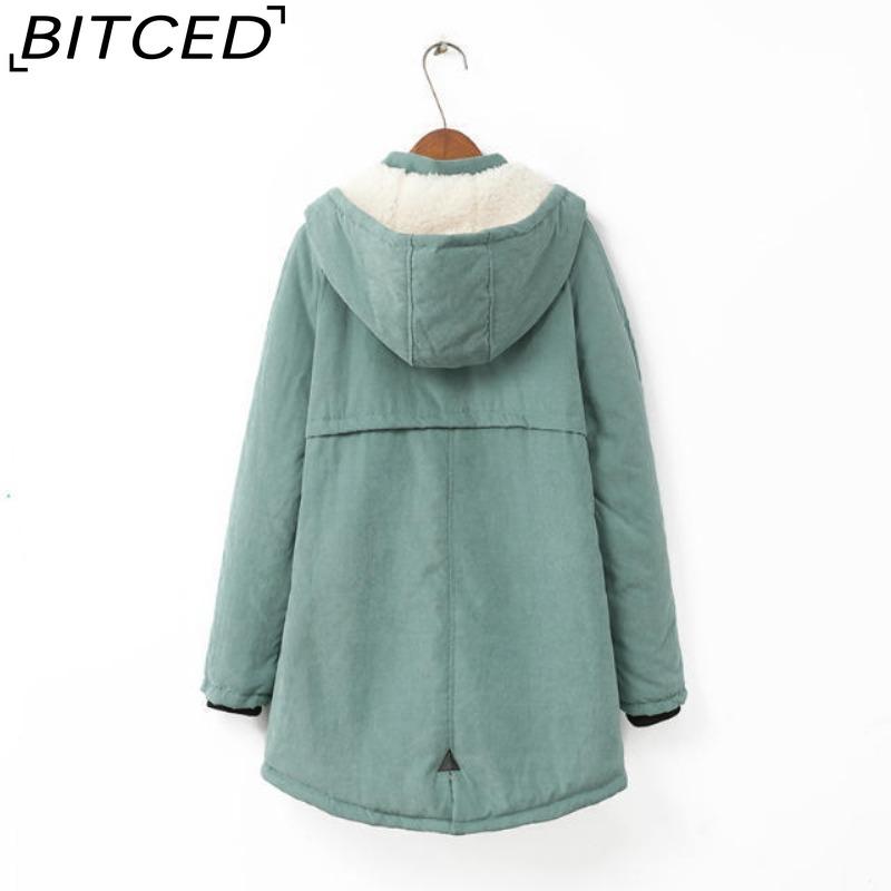 BITCED Autumn/Winter Plus Size Women's Shearling Hooded Zip-Up Fleece-Lined Coat