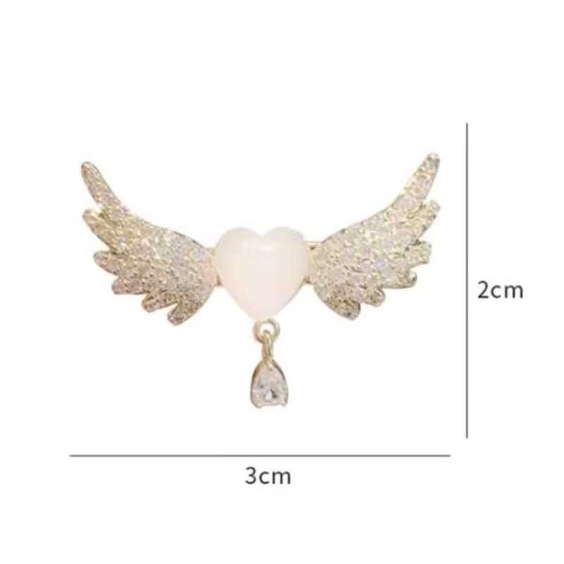 Fashion Heart Wings Crystal Brooches For Women Girls Boutique Badges Lapel Pin Accessories Brooch