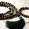Retro Ethnic Style Tiger'S Eye Stone Turquoise Beaded Necklace 108 Buddha Beads Rosary Beads Fringed Long Necklace Men And Women