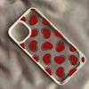 Cute Wine Red Pink Love Heart Graffiti Phone Case For iPhone 16 15 14 13 Pro MAX 11 12 XS SE20 XR 7 8Plus INS Clear Hard Cover