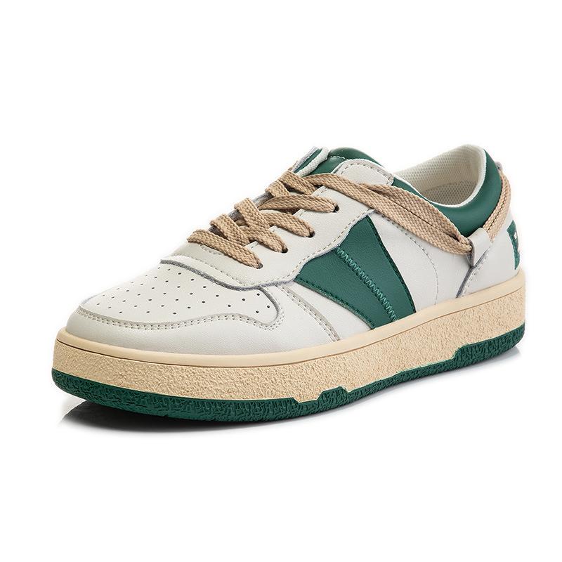 Maßgeschneiderte Paar Leder Deutsche Trainingsschuhe 2025 Frühling neue Einzelschuhe flache Damenschuhe Plateau weiße Schuhe große Größe 44