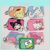 Cute Cartoon Small White Dog Pudding Dog Twin Star Long Ear Leather Card Case Coin Purse Keychain Pendant In-stock Pu Leather Anime Pattern