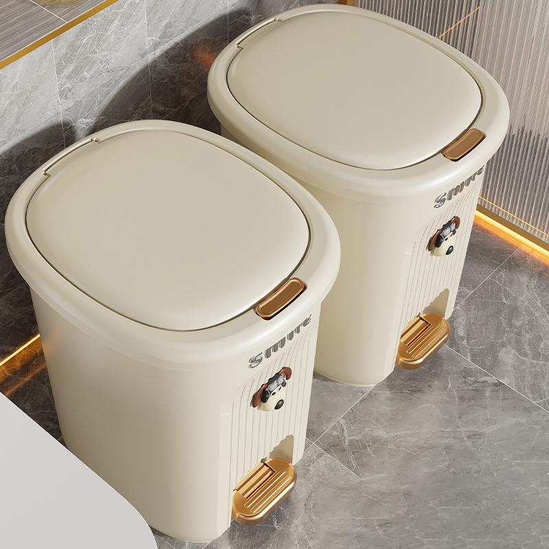 Trash Can With Lid Kitchen Standing Trash Can Large-Capacity Bin Dustbin Bathroom Bucket Toilet Wastebasket Household Items