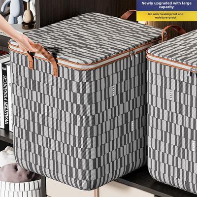 Faltbare Aufbewahrungstasche für Steppdecken und Kleidung mit großem Fassungsvermögen und dickem, grau gestreiftem Stoff