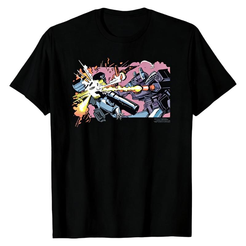

G1 Transformers Combat TShirt Classic Robot Battle Scene Print Crew Neck Cotton Soft Oversized Casual Street Fashion Urban Tops M