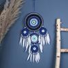 Vintage Bohemian Blue Feathers Dream Catchers Large Wind Chimes Window Hangings Home Decorations Bedroom Wall Pendants For Girls