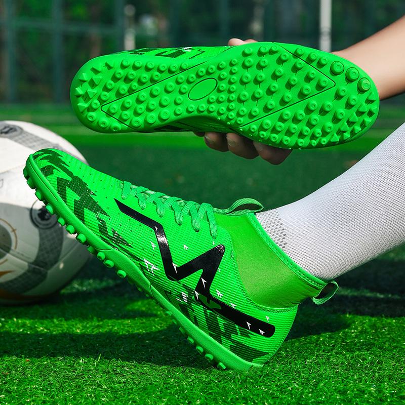 35-46 Kids Football Boots Rubber Soft Sole Short Nails Artificial Turf Leather Youth Kids Football Shoes Men's Sports Large Size Football Shoes