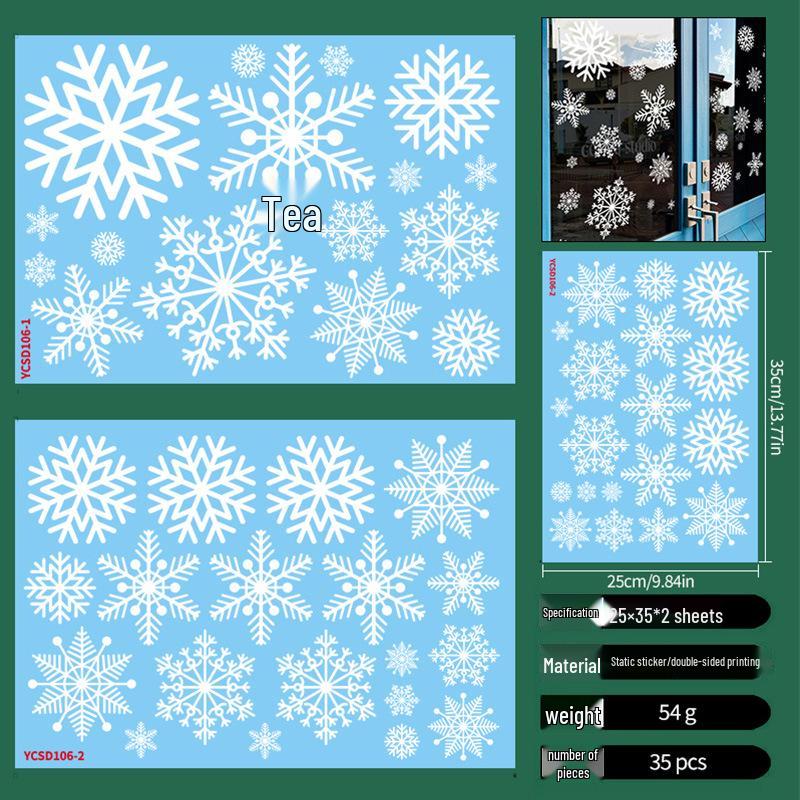 Cross-border Christmas Static Cling Window and Wall Stickers for Glass Doors and Shopping Malls
