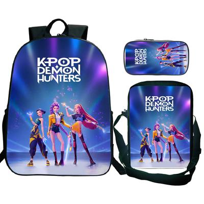 3pc KPop Demon Hunters Backpacks Huntrix Girls Kids Students School Bags Zoey Rumi Mira Saja Boys Children Bookbags Unisex Mochila