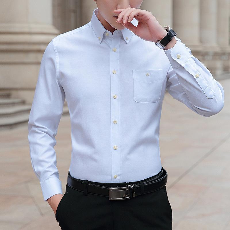 

Осенняя мужская повседневная рубашка с длинным рукавом в корейском стиле Slim Fit XXXXXL белый