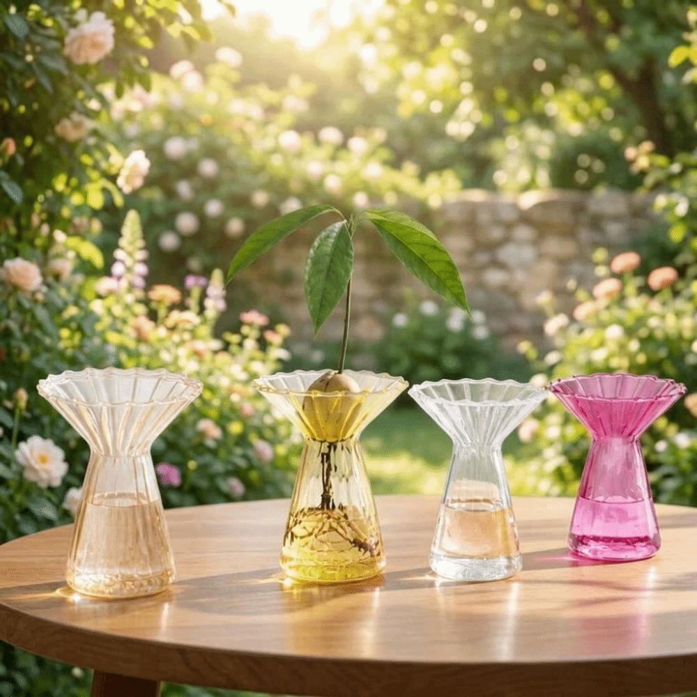 Colored Hydroponic Vase Vertical Striped Flower Pot Terrarium Decorative Vase Office