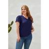 Plus Size Summer Casual V Neck Short Sleeve Tshirt Top Women